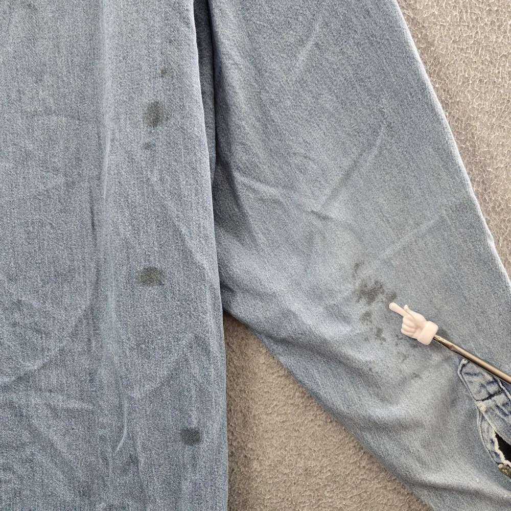 Wrangler Men Button Up Shirt 2XL Light Blue Denim Western READ